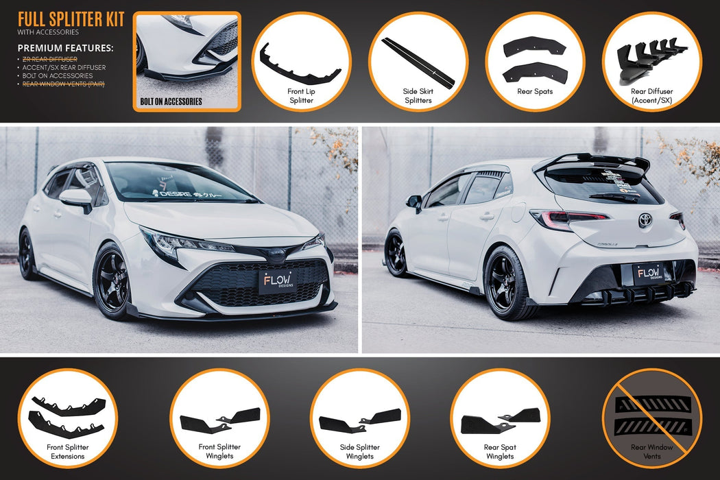 Corolla MZEA12R/ZWE211R 2018-2022 Full Lip Splitter Set-Flow Designs