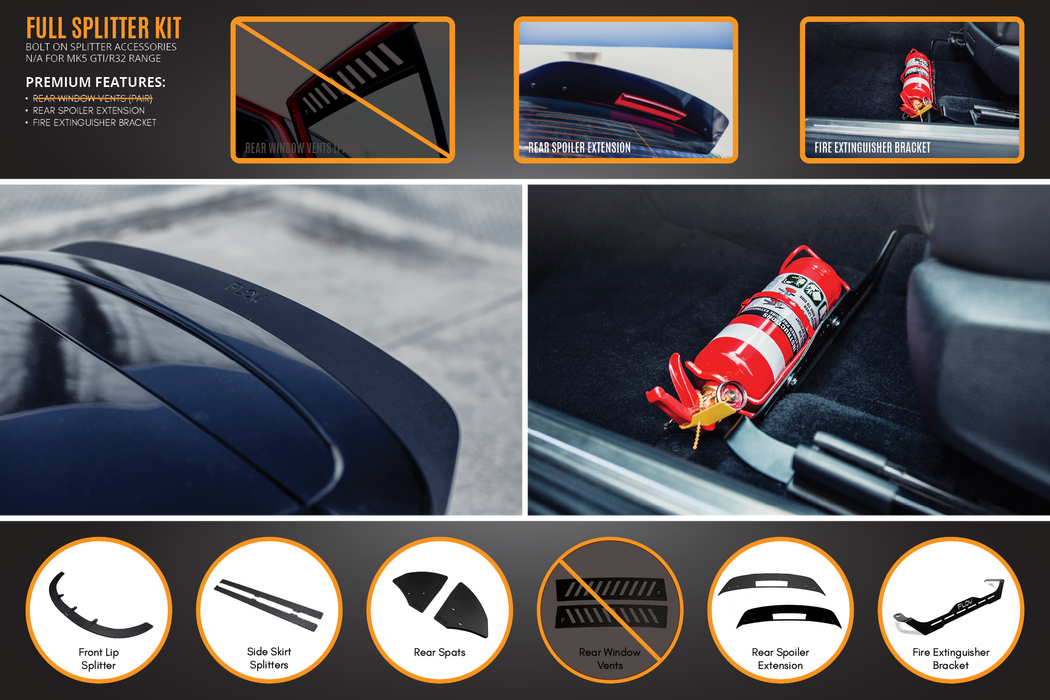 MK5 Golf R32 Full Lip Splitter Set-Flow Designs