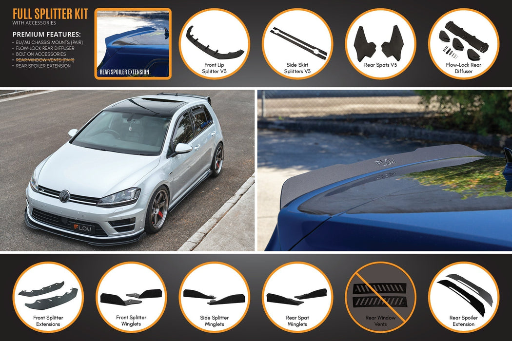 MK7 Golf R (EU/AU) Full Lip Splitter Set-Flow Designs