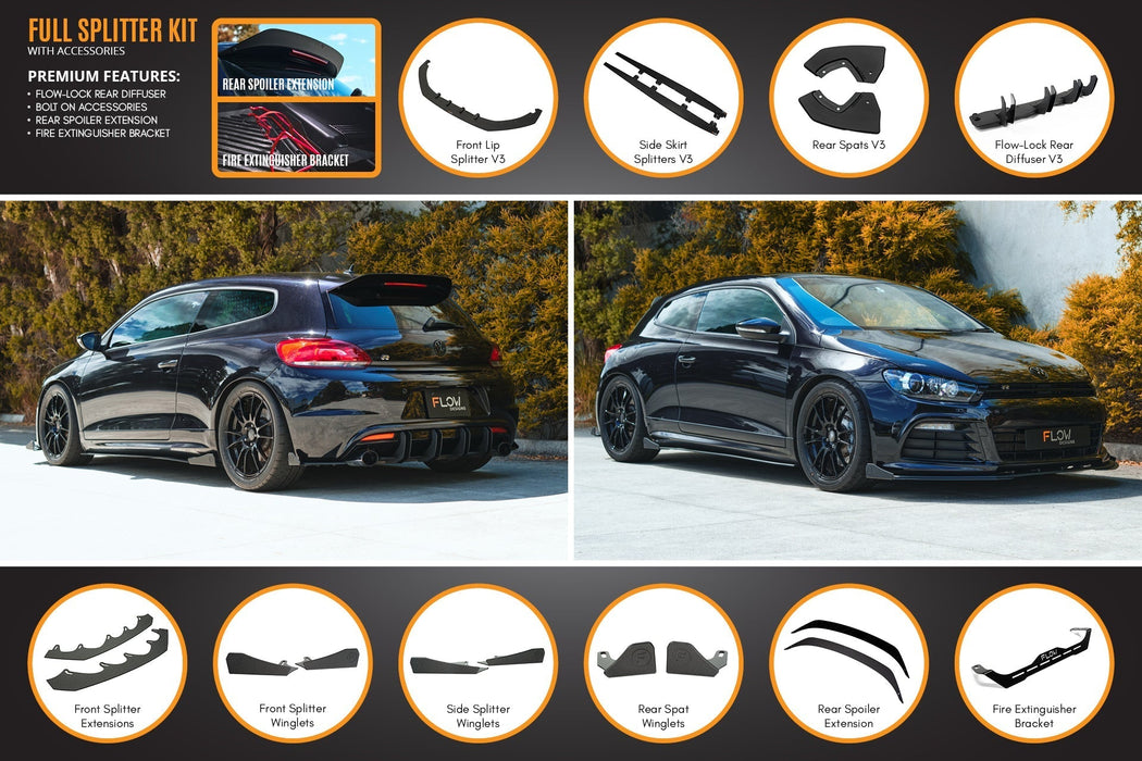 Scirocco R PFL V3 Full Lip Splitter Set-Flow Designs