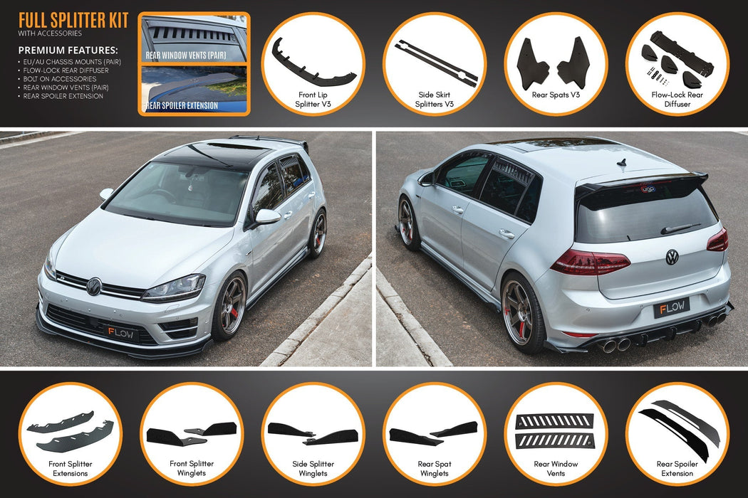 MK7 Golf R (EU/AU) Full Lip Splitter Set-Flow Designs