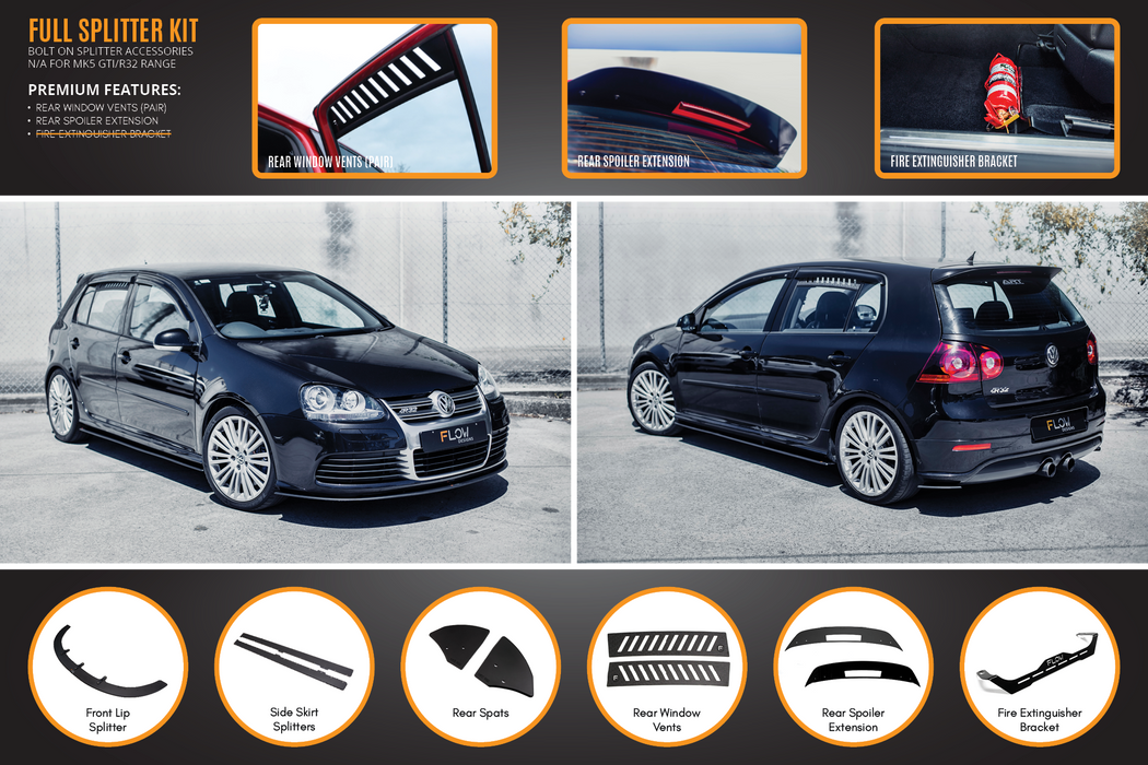 MK5 Golf R32 Full Lip Splitter Set-Flow Designs