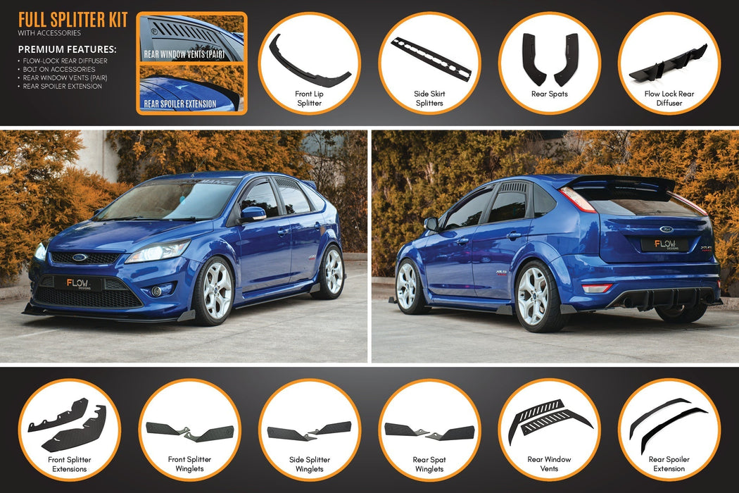 XR5 Focus Turbo V3 Full Lip Splitter Set-Flow Designs