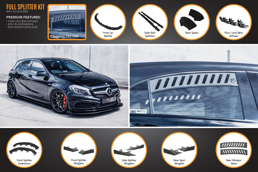 A45 AMG W176 (PFL) Full Lip Splitter Set-Flow Designs