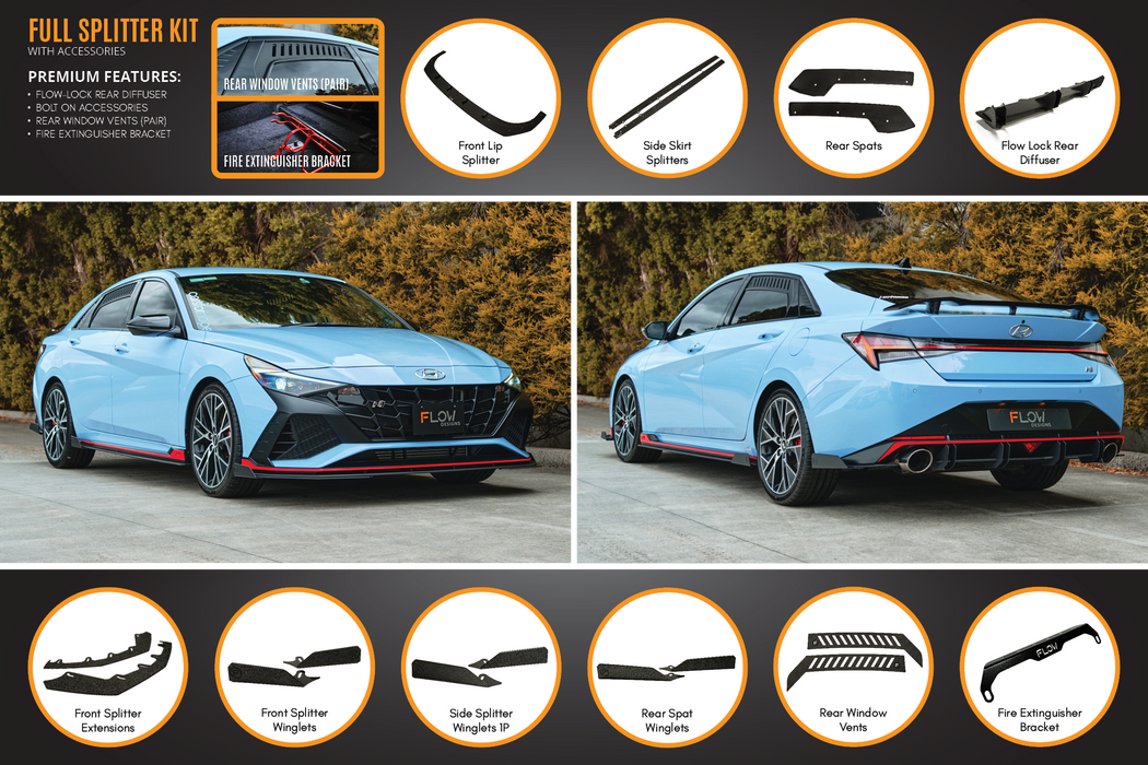 CN7 Elantra N Sedan 2021 Full Lip Splitter Set-Flow Designs