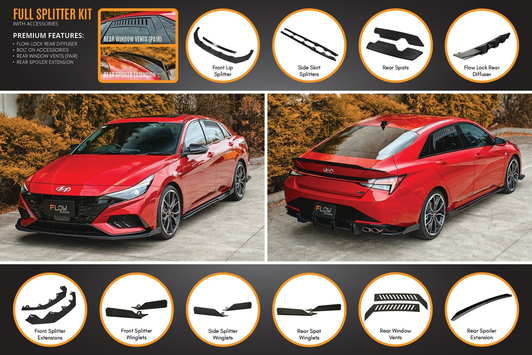 CN7 i30 N Line Sedan 2020 - 2022 Full Lip Splitter Set-Flow Designs