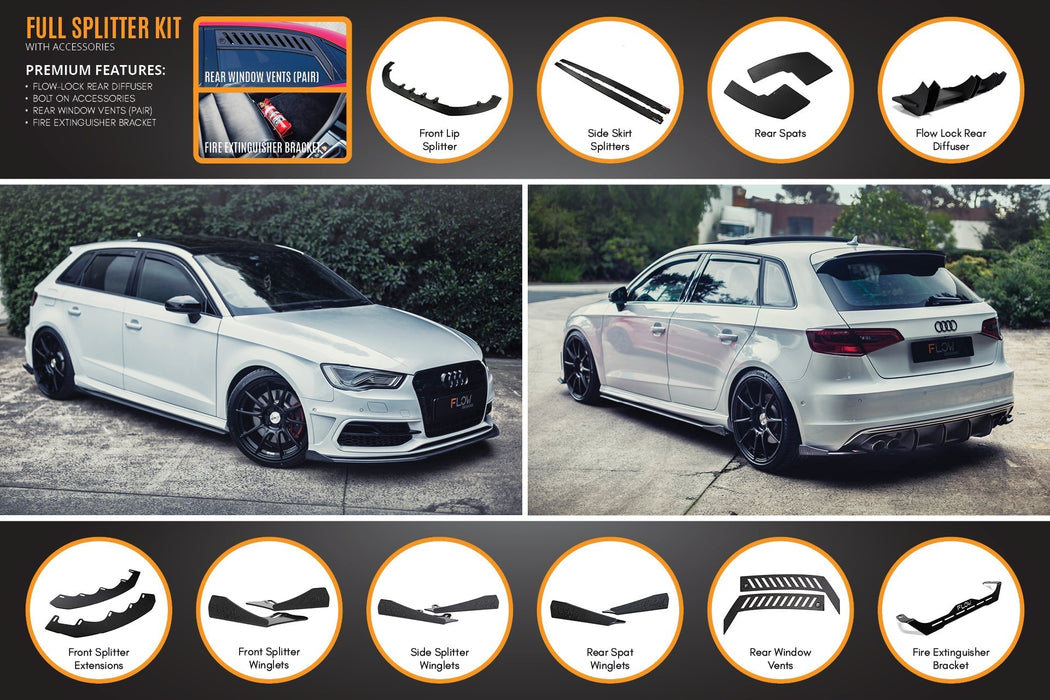 S3 8V Pre-Facelift Sportback Full Lip Splitter Set-Flow Designs