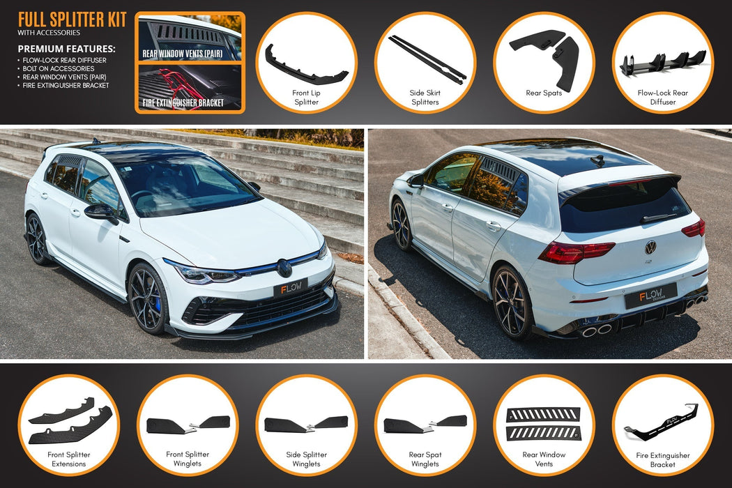 MK8 Golf R Full Lip Splitter Set-Flow Designs