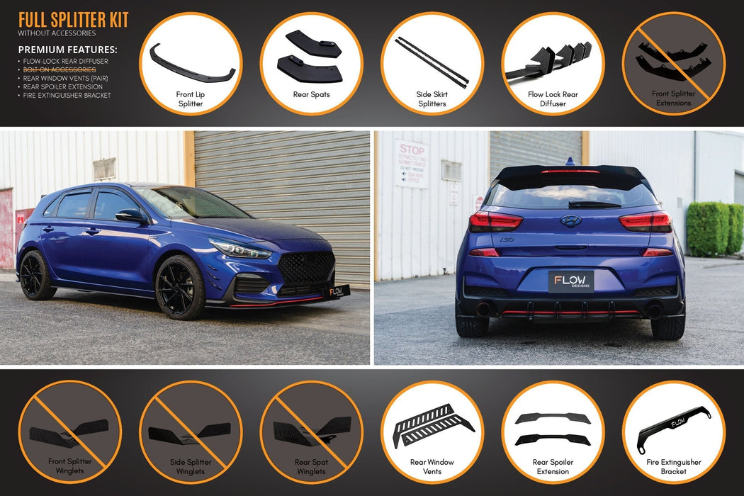 i30 N Line Hatch PD (2018-Current) Full Splitter Lip Set-Flow Designs
