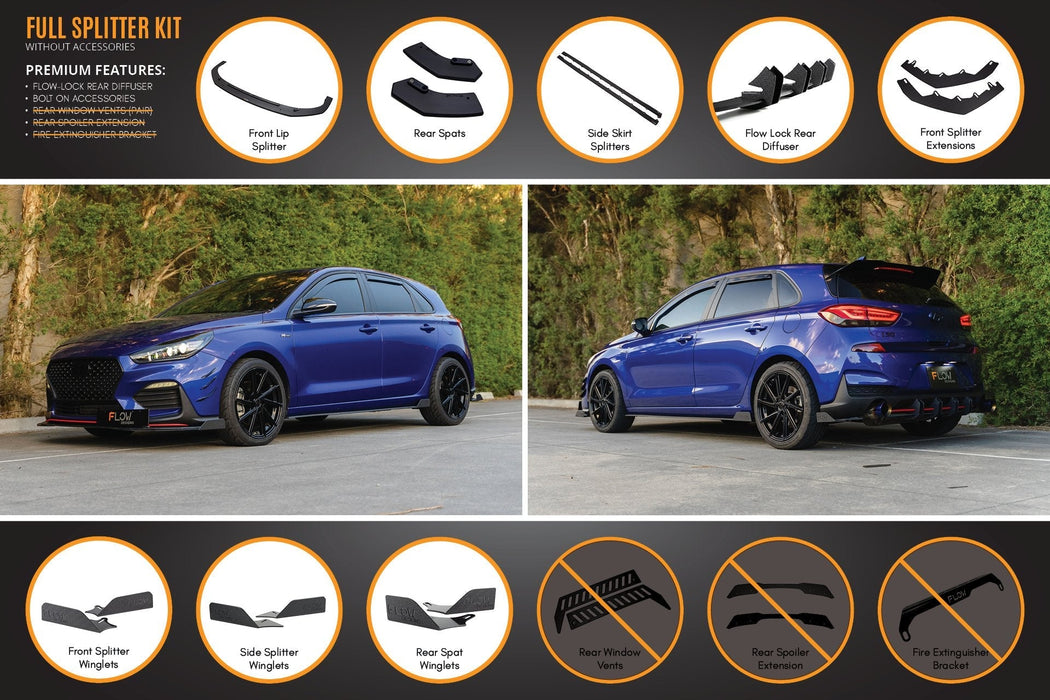 i30 N Line Hatch PD (2018-Current) Full Splitter Lip Set-Flow Designs