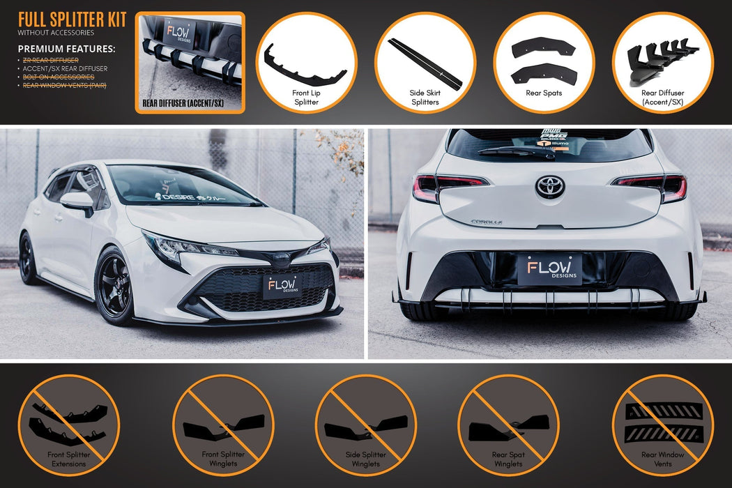 Corolla MZEA12R/ZWE211R 2018-2022 Full Lip Splitter Set-Flow Designs