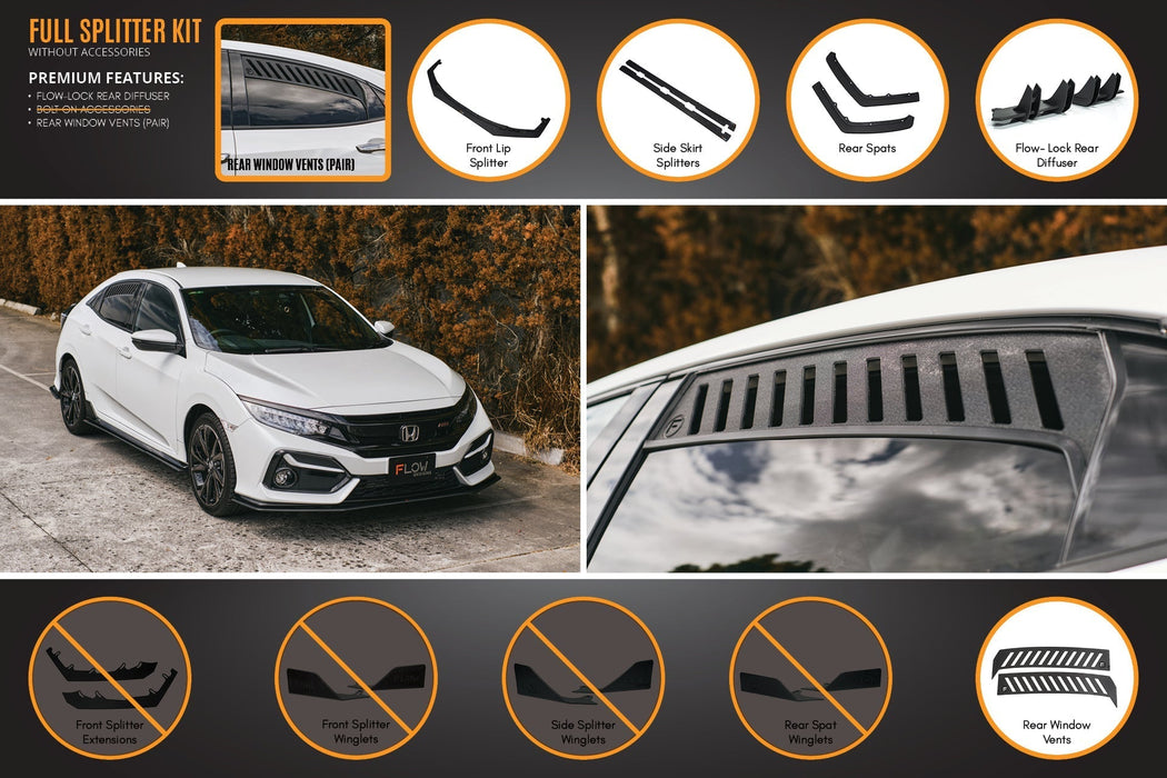 FK4/FK7 Civic RS Hatch FL Full Lip Splitter Set-Flow Designs