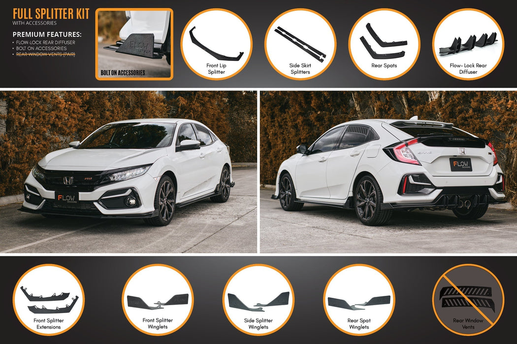 FK4/FK7 Civic RS Hatch FL Full Lip Splitter Set-Flow Designs