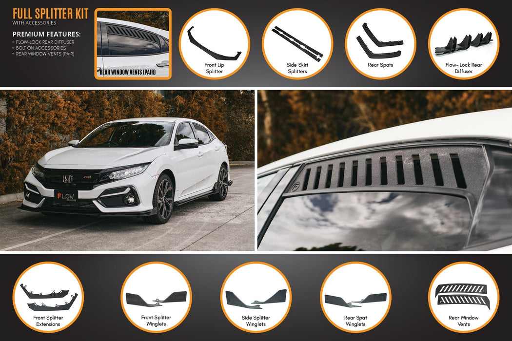FK4/FK7 Civic RS Hatch FL Full Lip Splitter Set-Flow Designs