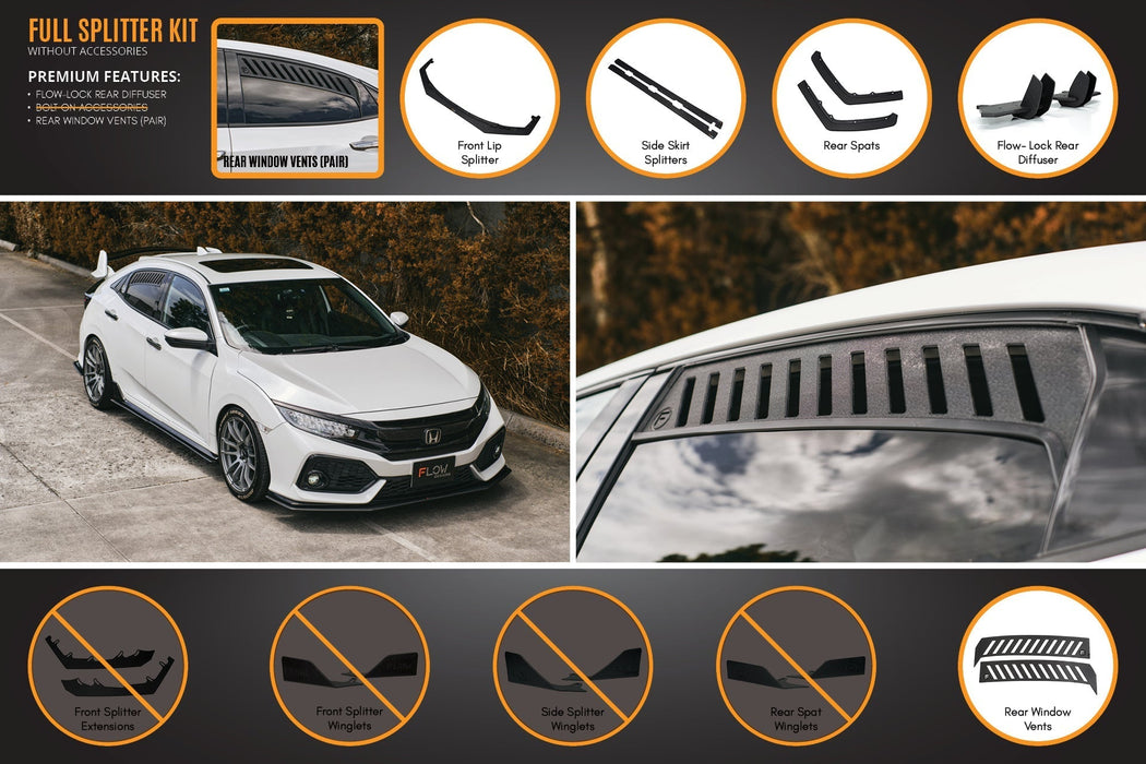 FK4/FK7 Civic RS Hatch PFL Full Lip Splitter Set-Flow Designs