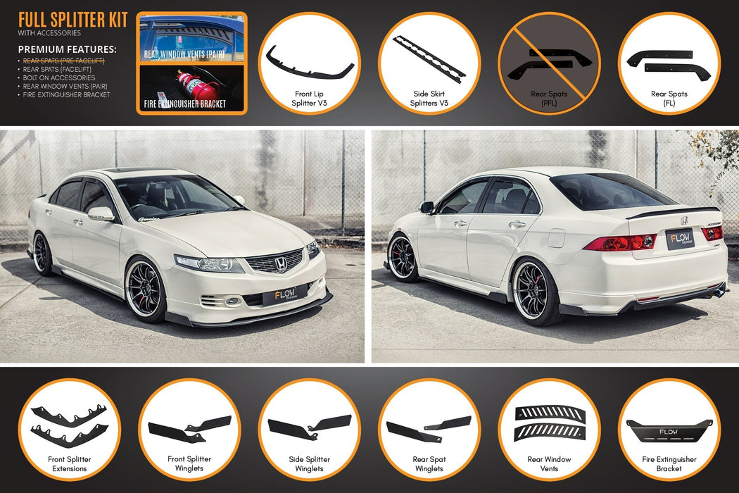 Honda Accord Euro FACELIFT CL7/CL9 Full Lip Splitter Set-Flow Designs