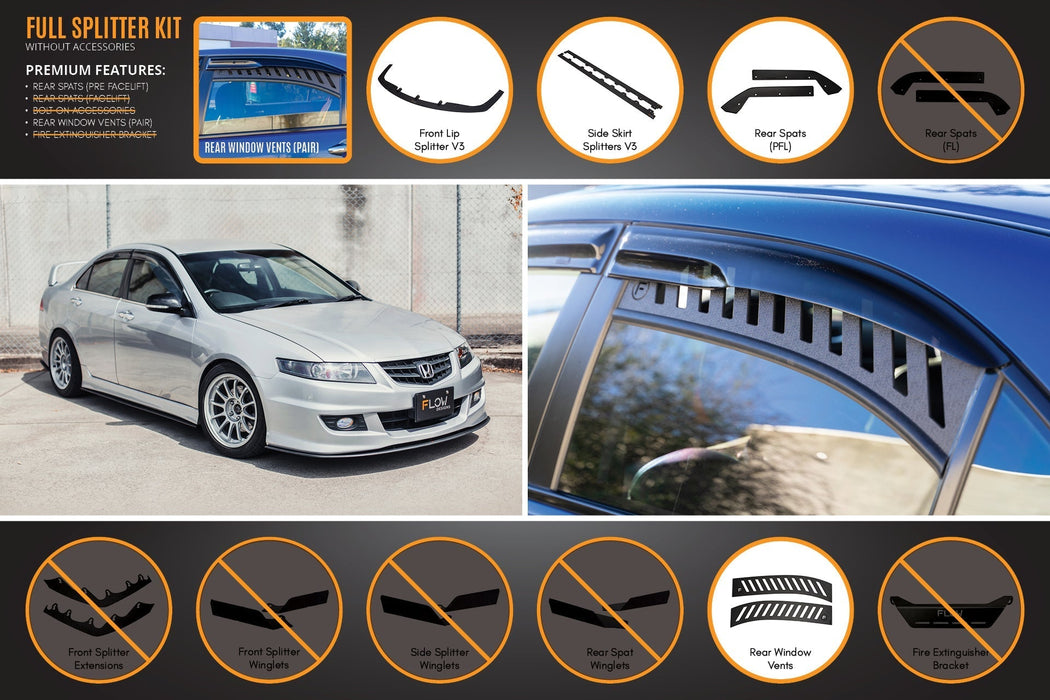 Honda Accord Euro PRE-FACELIFT CL7/CL9 Full Lip Splitter Set-Flow Designs