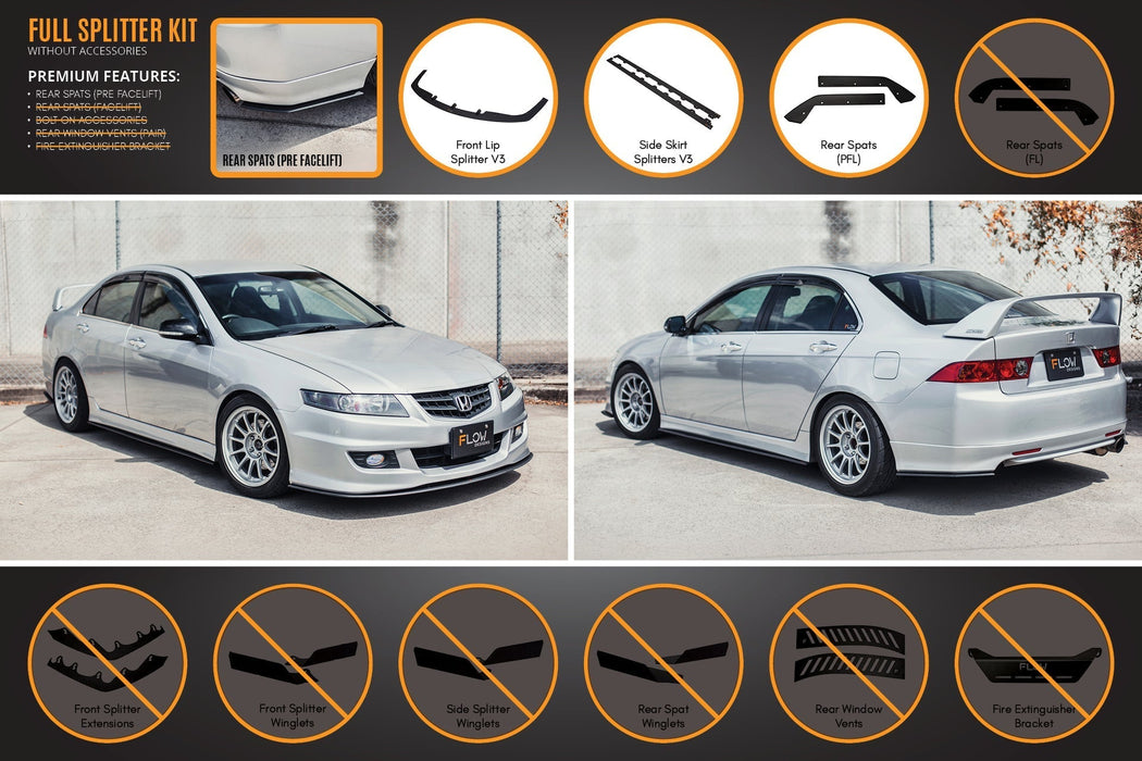 Honda Accord Euro PRE-FACELIFT CL7/CL9 Full Lip Splitter Set-Flow Designs