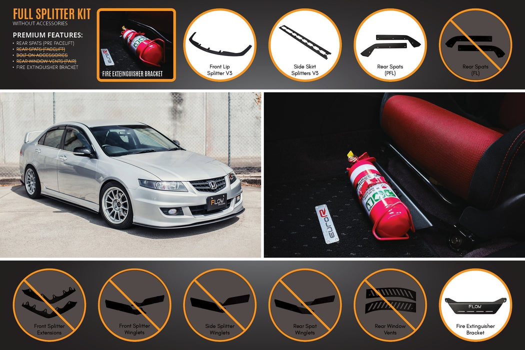 Honda Accord Euro PRE-FACELIFT CL7/CL9 Full Lip Splitter Set-Flow Designs