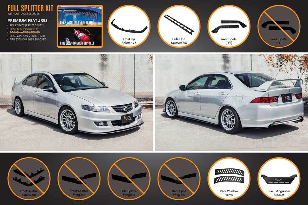 Honda Accord Euro PRE-FACELIFT CL7/CL9 Full Lip Splitter Set-Flow Designs