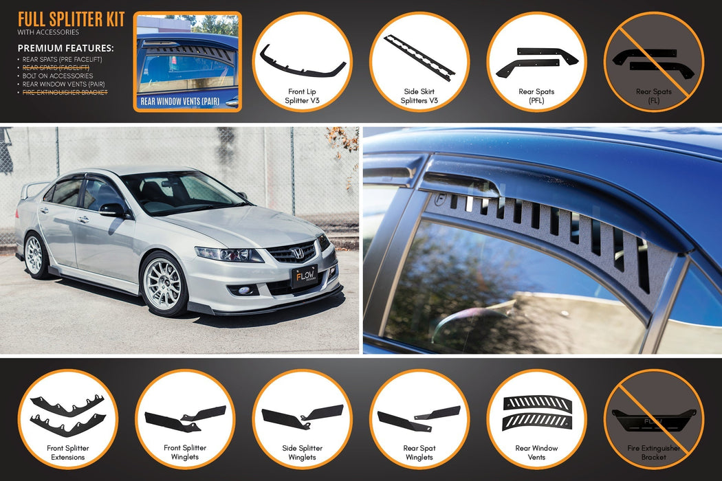 Honda Accord Euro PRE-FACELIFT CL7/CL9 Full Lip Splitter Set-Flow Designs