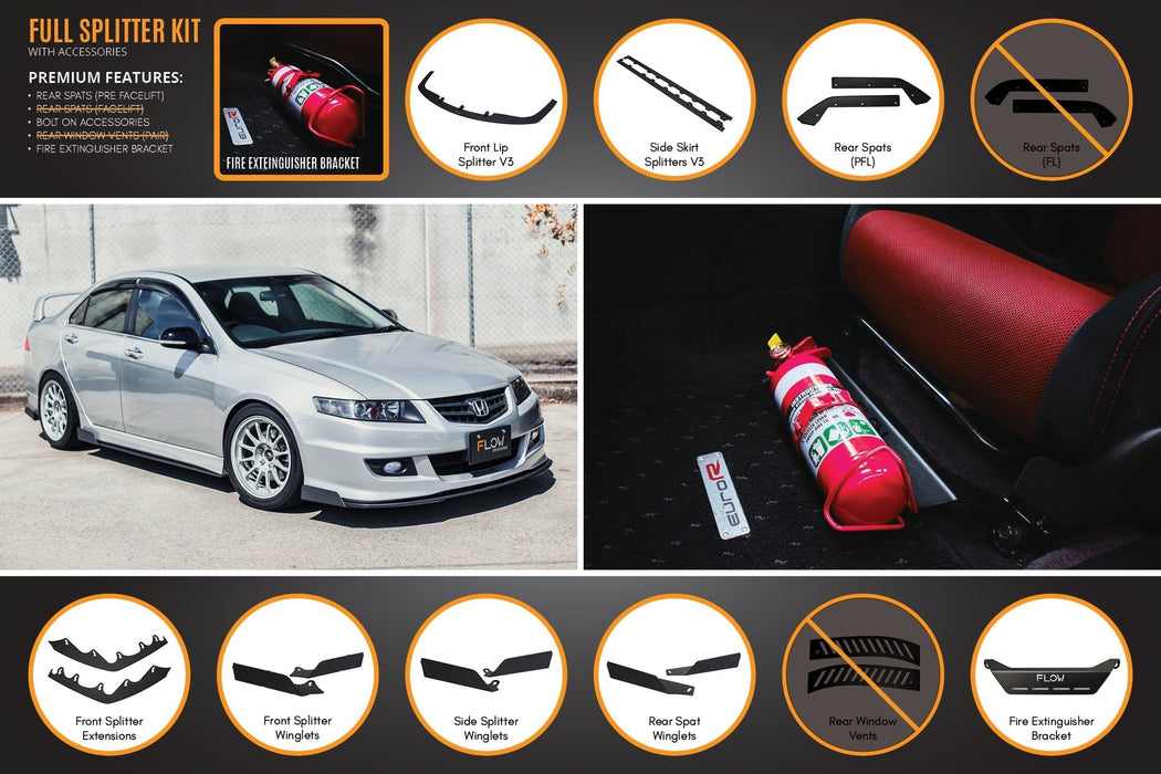 Honda Accord Euro PRE-FACELIFT CL7/CL9 Full Lip Splitter Set-Flow Designs