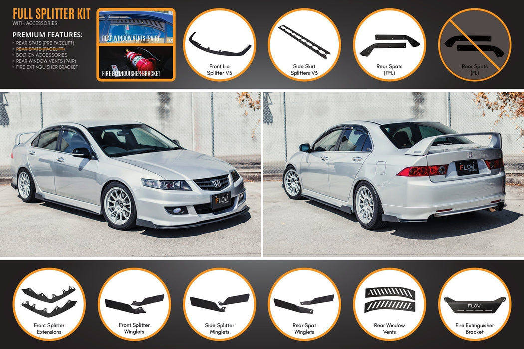 Honda Accord Euro PRE-FACELIFT CL7/CL9 Full Lip Splitter Set-Flow Designs