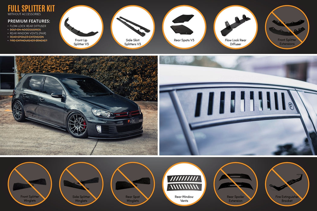 MK6 Golf GTI Full Lip Splitter Set-Flow Designs
