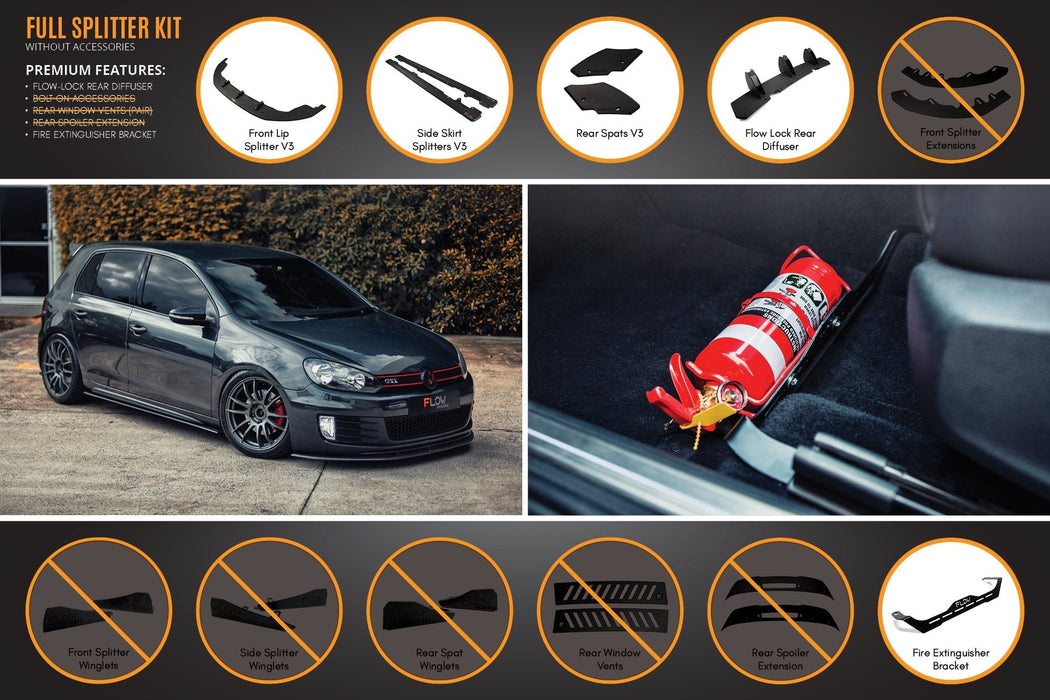 MK6 Golf GTI Full Lip Splitter Set-Flow Designs
