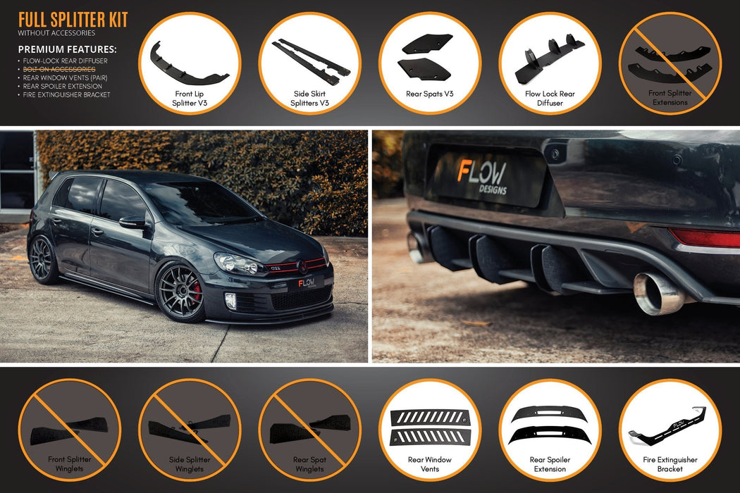MK6 Golf GTI Full Lip Splitter Set-Flow Designs