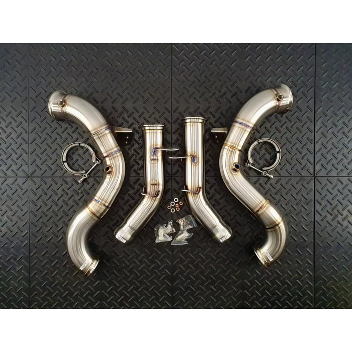 Redstar Heat Shielded HJS HD 200CPSI 130mm Downpipes - Mercedes C63 Facelift W205