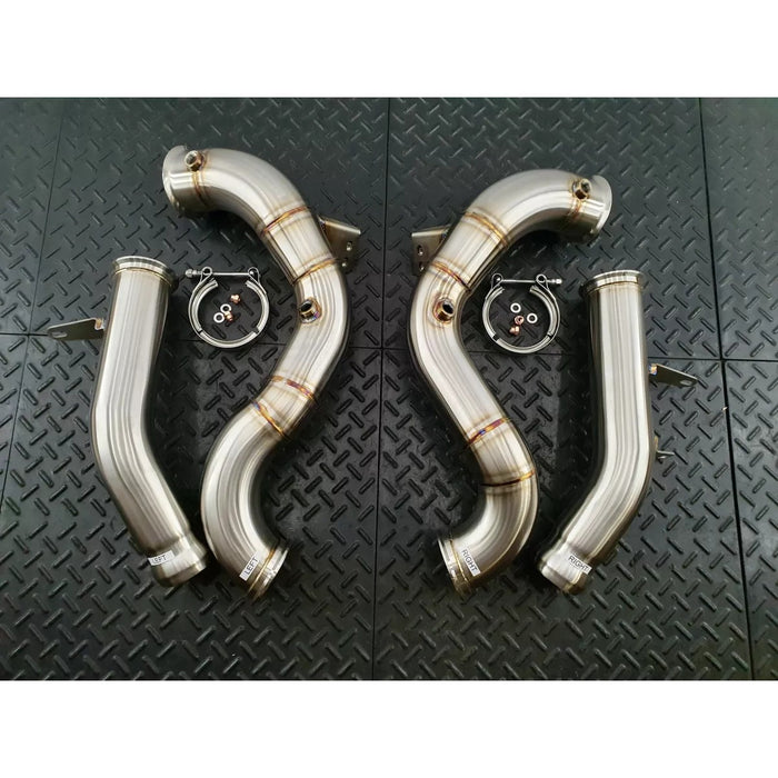 Redstar Heat Shielded HJS HD 200CPSI 130mm Downpipes - Mercedes C63 Facelift W205