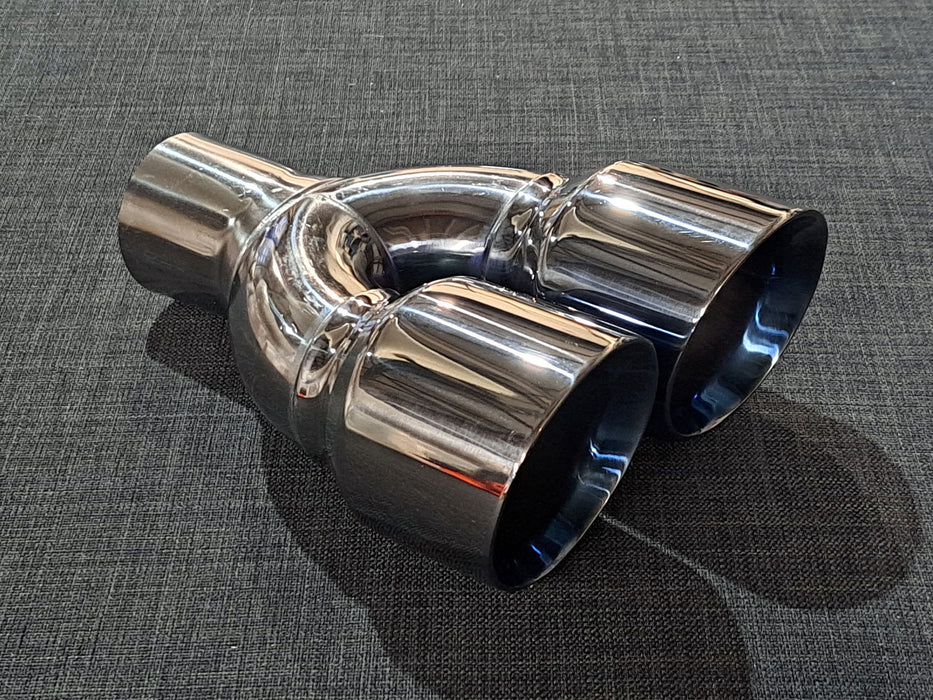 ZTT003BC - Twin 3.5inch Tailpipe - Round - Slash cut - Black Chrome - Harrys Euro