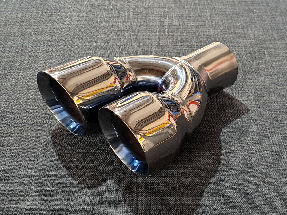 ZTT011RBC - Twin 3.5inch Tailpipe - Round - Black Chrome - R/H - Harrys Euro