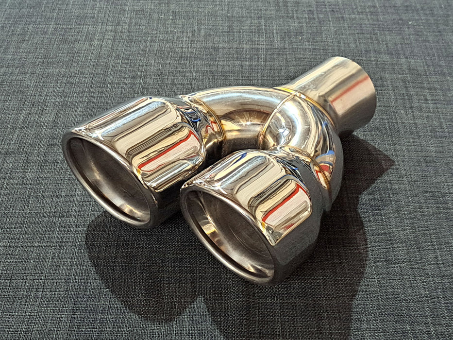 ZTT043R - Twin 3.5inch Tailpipe - Round - Slash cut - Inrolled - R/H