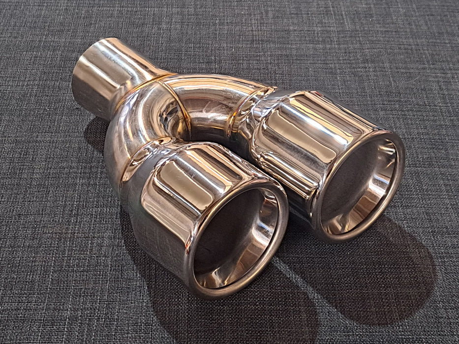 ZTT059 - Twin 3.5inch Tailpipe - Round - Straight cut - Inrolled