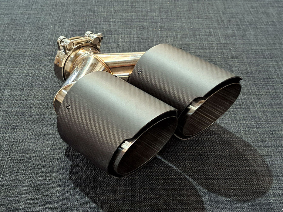 ZTT071 - Twin 4inch Tailpipe - Round - Slash cut - Carbon