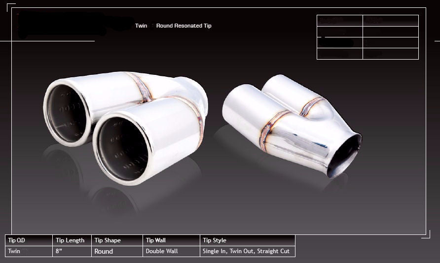 MUFFLER CHROME TIP TWIN 3 Inch Tips - 2.5 Inch Inlet - Harrys Euro