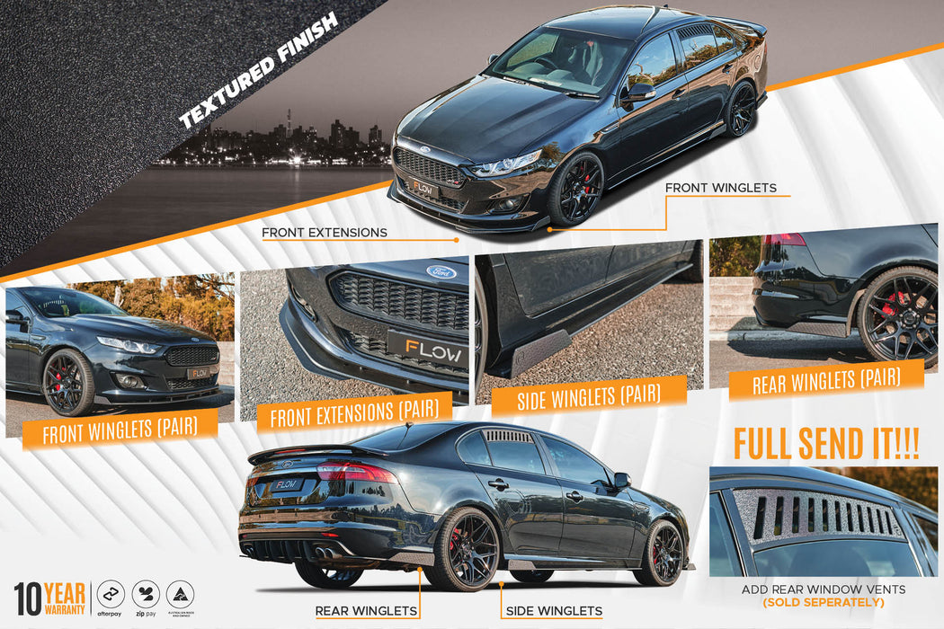 Falcon FGX Full Lip Splitter Set (TEXTURED BLACK)-Flow Designs