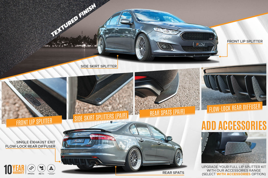 Falcon FGX Full Lip Splitter Set (TEXTURED BLACK)-Flow Designs