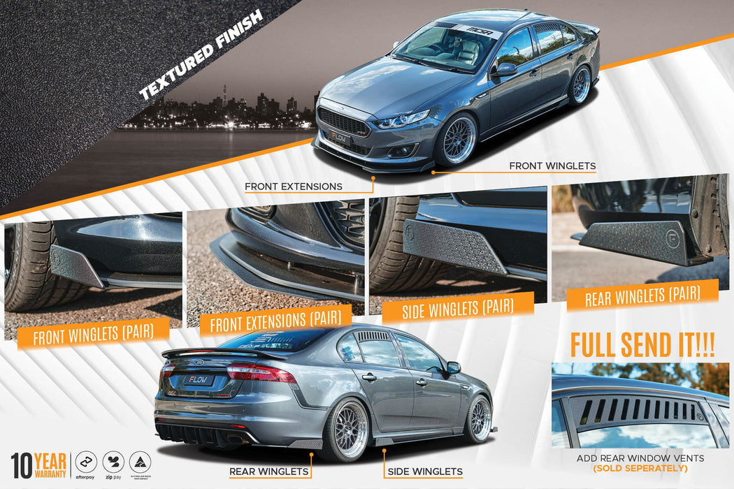 Falcon FGX Full Lip Splitter Set (TEXTURED BLACK)-Flow Designs