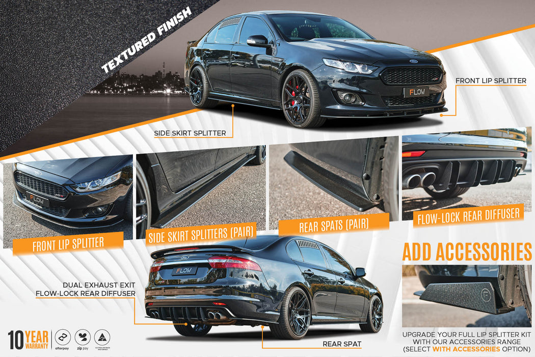 Falcon FGX Full Lip Splitter Set (TEXTURED BLACK)-Flow Designs