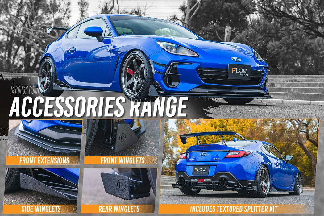 ZD8 BRZ STI Full Lip Splitter Set (TEXTURED BLACK)-Flow Designs