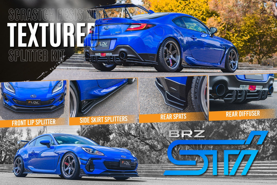ZD8 BRZ STI Full Lip Splitter Set (TEXTURED BLACK)-Flow Designs