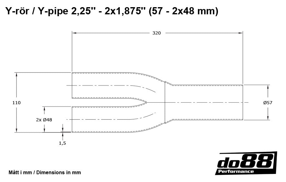 Y-pipe 2,25'' - 2x1,875'' (57 - 2x48mm)