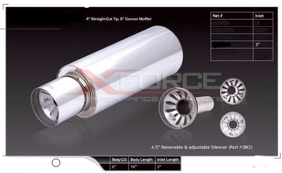 UNIVERSAL CANNON MUFFLER EXHAUST 2.5 Inch INLET