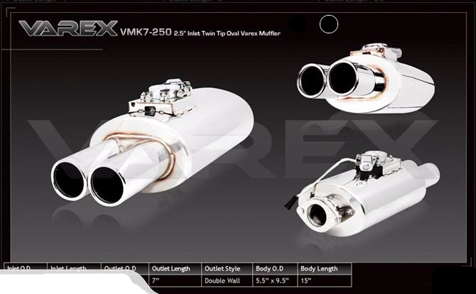 VAREX SOUND ADJUST MUFFLER 2.5 Inch VMK7-250 - Harrys Euro