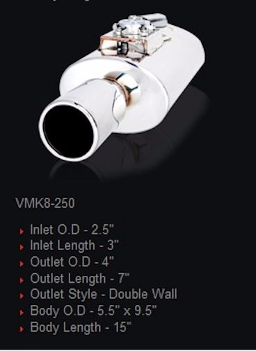 VAREX SOUND ADJUST MUFFLER 2.5 Inch VMK8-250