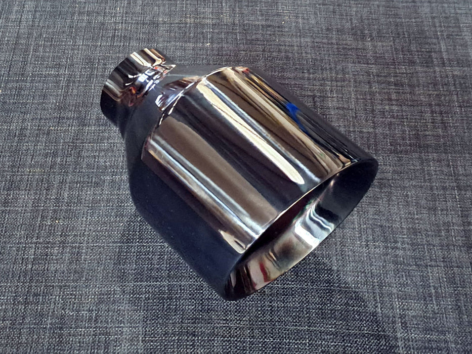ZRT022 - Single 5inch Round tailpipe - Slash cut - Black Chrome - Harrys Euro