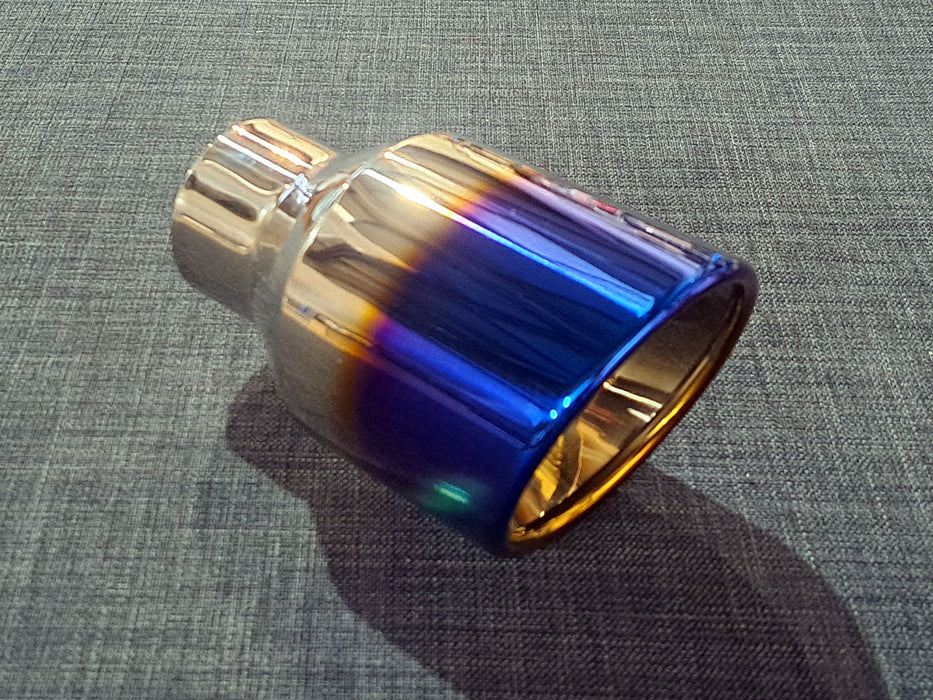 ZRT100 - Single 4inch Round tailpipe - Slash cut - Inrolled - Blue - Harrys Euro